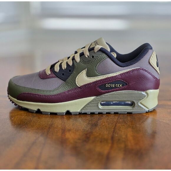 Nike Air Max 90 Gore-Tex Shoes Men's 6 Medium Olive Green Maroon GTX FD5810-200 - Picture 6 of 16